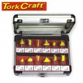 ROUTER BIT SET 12PC ALUMINIUM/GLASS CASE 1/4 SHANK